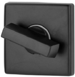 Czarny włącznik światła w kwadratowej ramce z prostokątnym uchwytem.