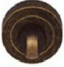 Okrągły uchwyt w kolorze brązowym z wyraźnymi, spiralnymi wzorami.