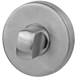 Metalowy przycisk w kształcie okręgu, służący do otwierania lub zamykania drzwi.