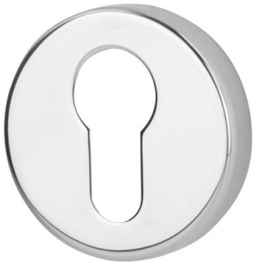 Metalowy zamek w kształcie okręgu z otworem w kształcie klucza.