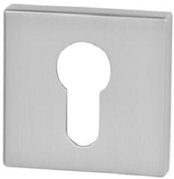 Metalowa osłona zamka w kształcie kwadratu z otworem na klucz.