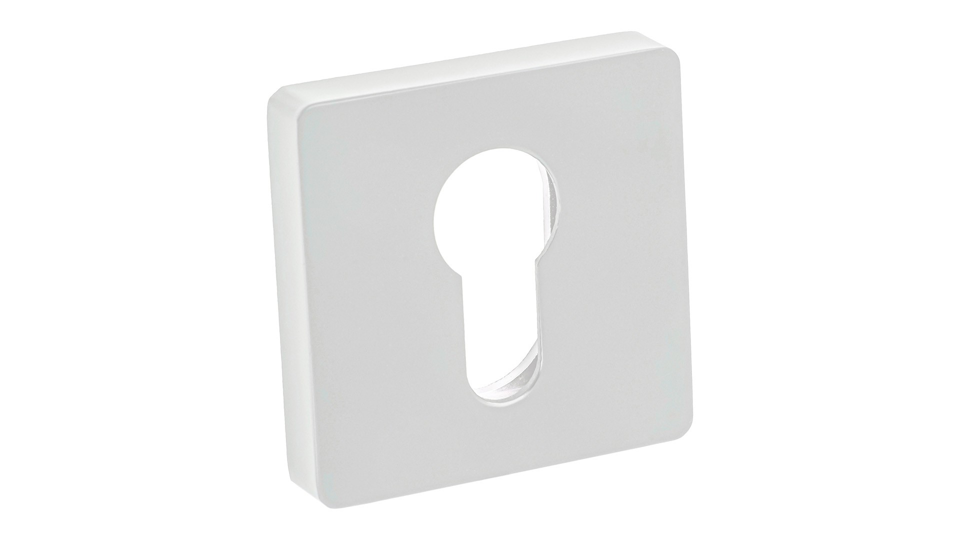 Biała osłona z otworem w kształcie klucza, używana do zamków.