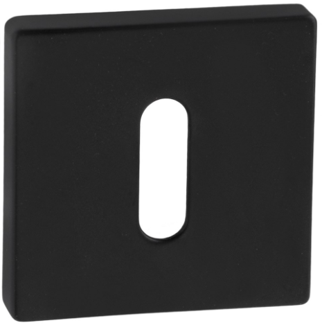 Czarny prostokątny przycisk z wąskim otworem w środku, przeznaczony do montażu.