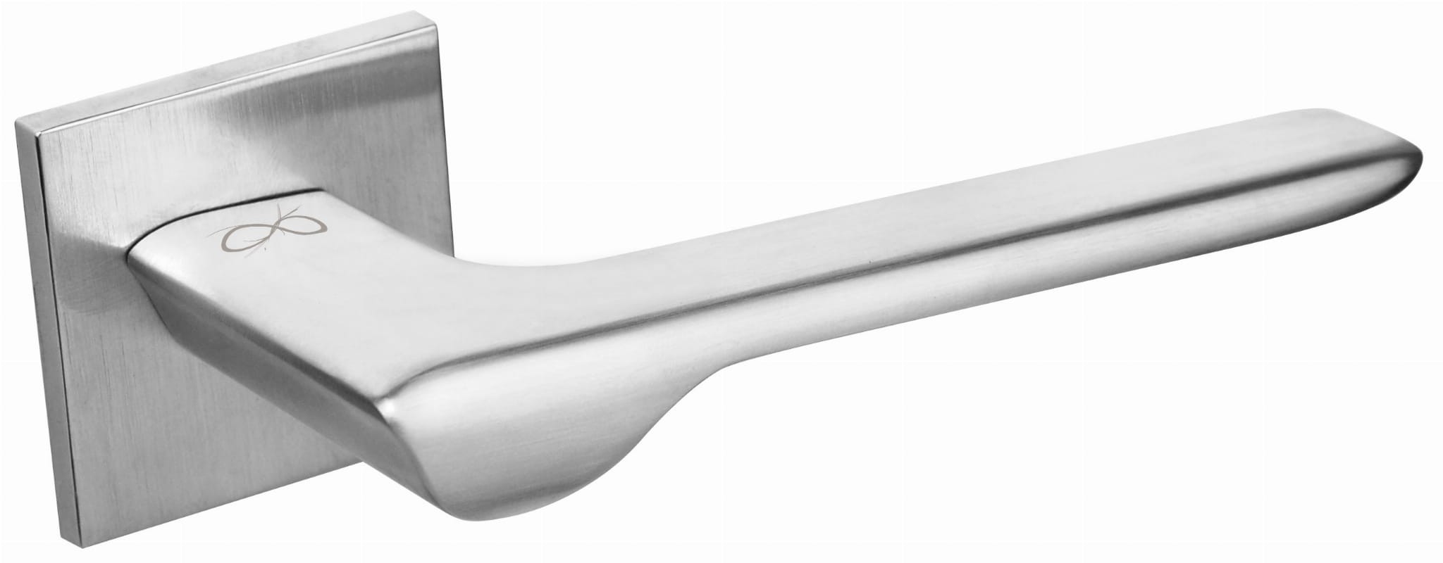 Nowoczesny, stalowy uchwyt drzwiowy w minimalistycznym stylu.