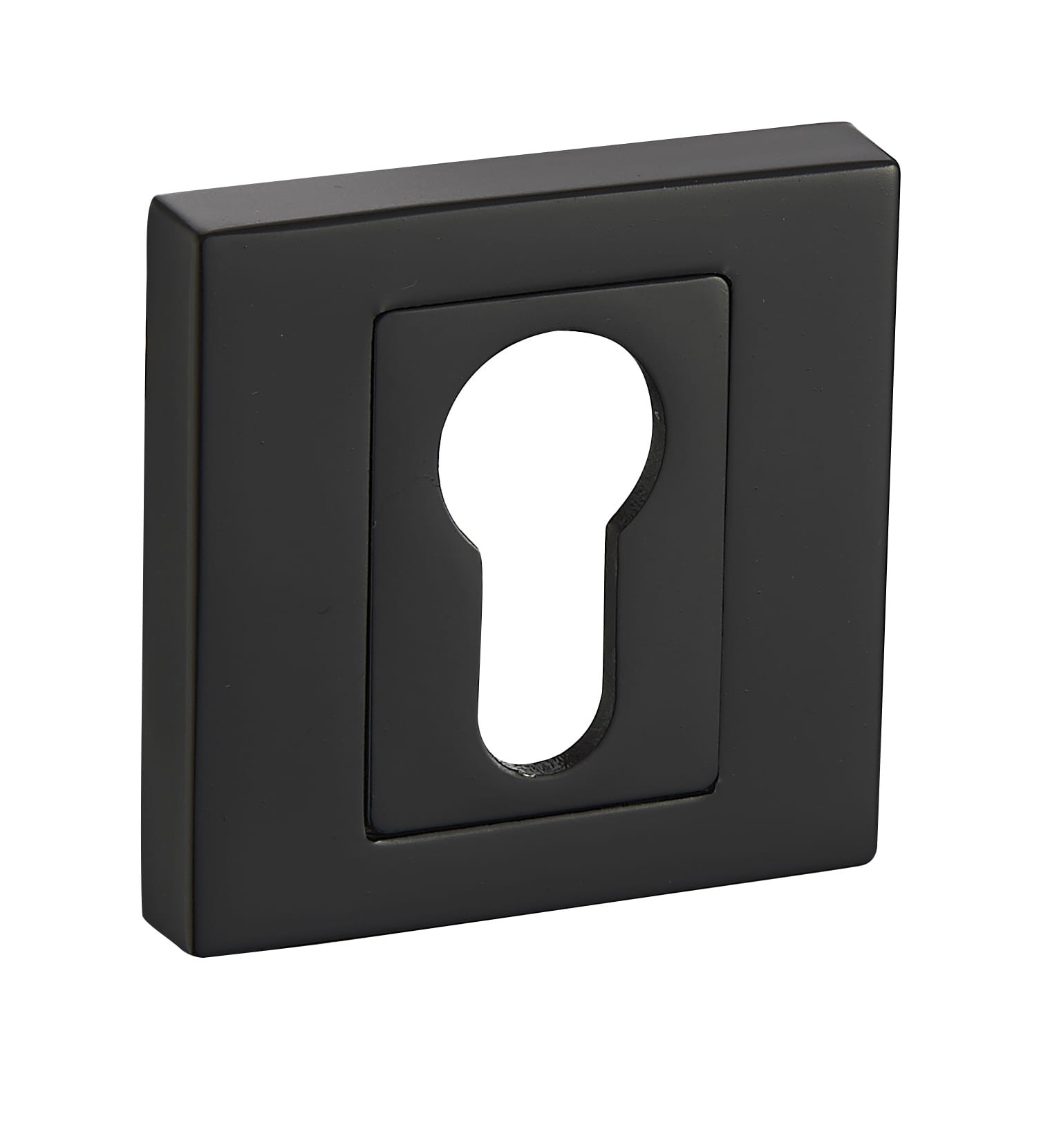 Czarna, prostokątna osłona zamka z otworem w kształcie klucza.