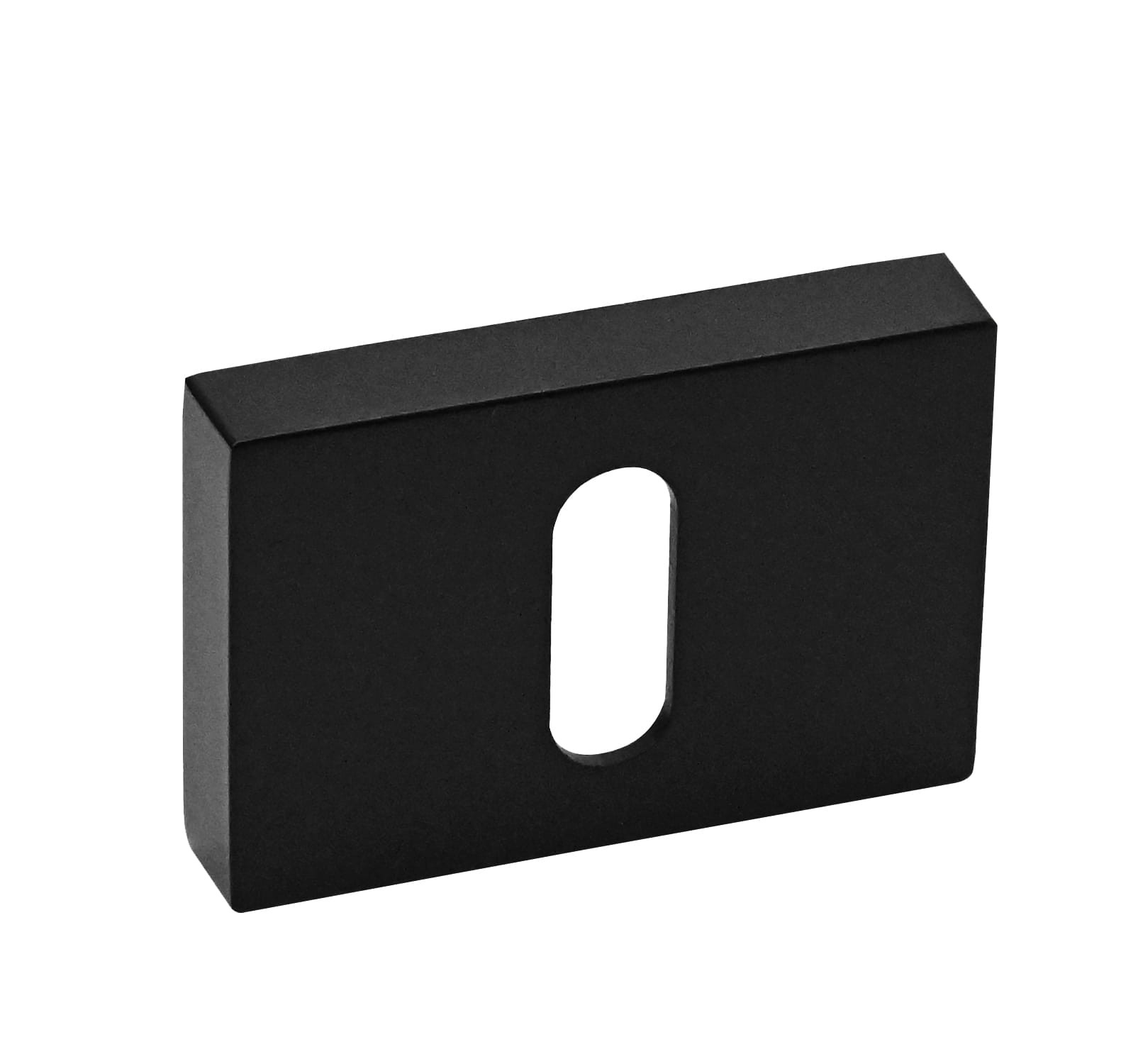 Czarny prostokątny obiekt z wycięciem w kształcie owalu, o gładkiej powierzchni.