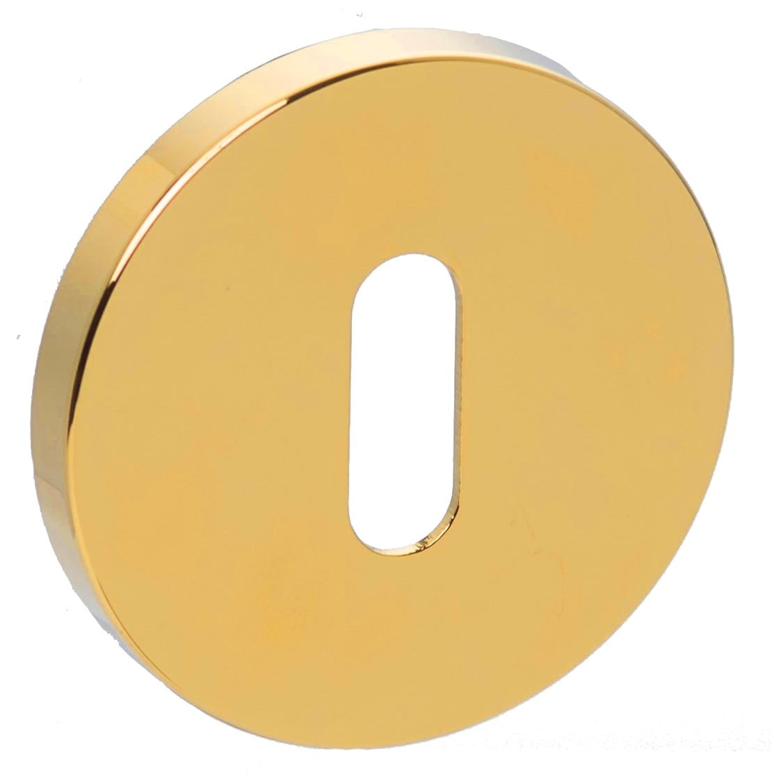 Złoty okrągły element z otworem w kształcie prostokąta na środku.