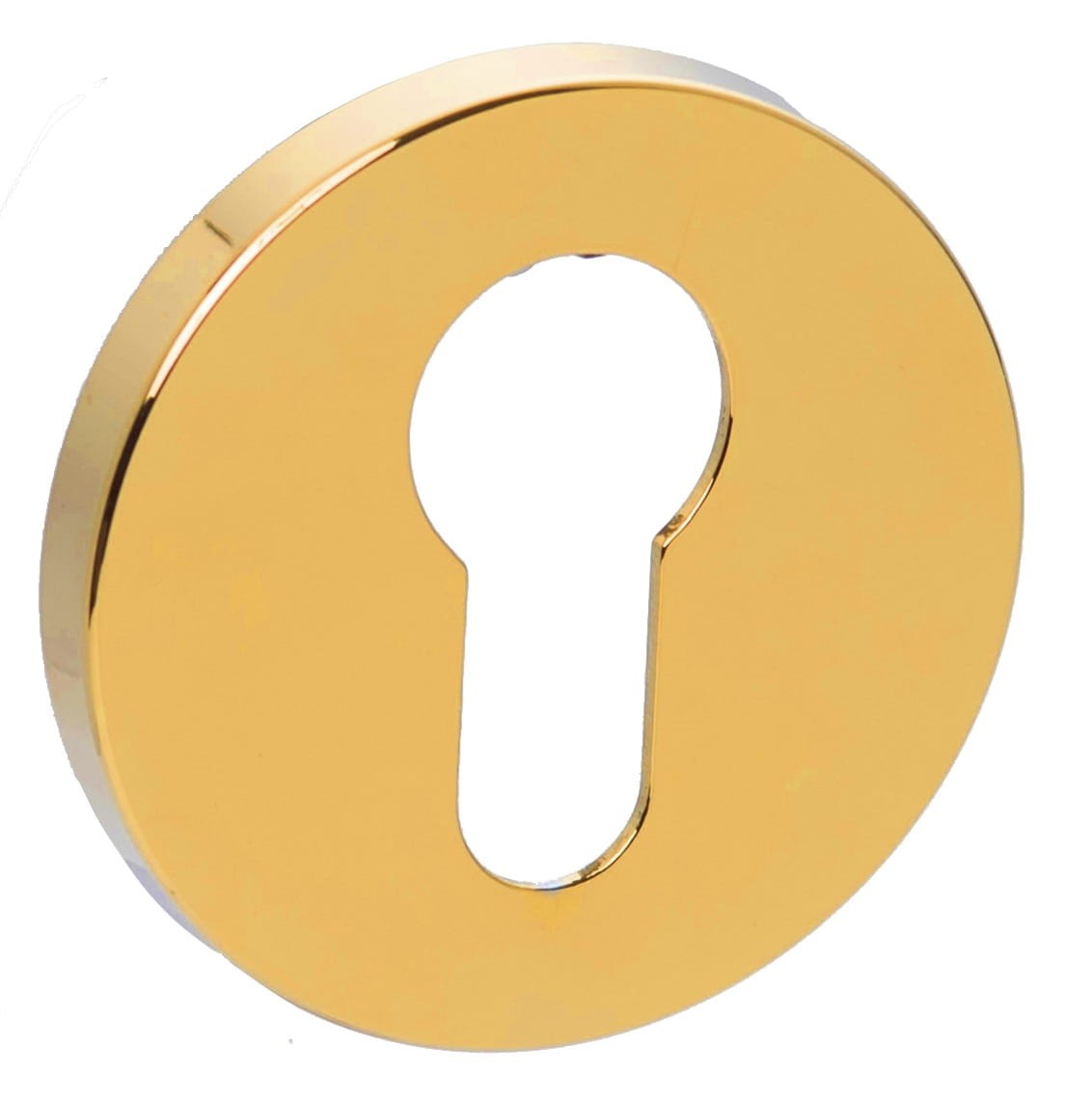 Złoty wkład do zamka w kształcie okręgu z otworem w kształcie klucza.