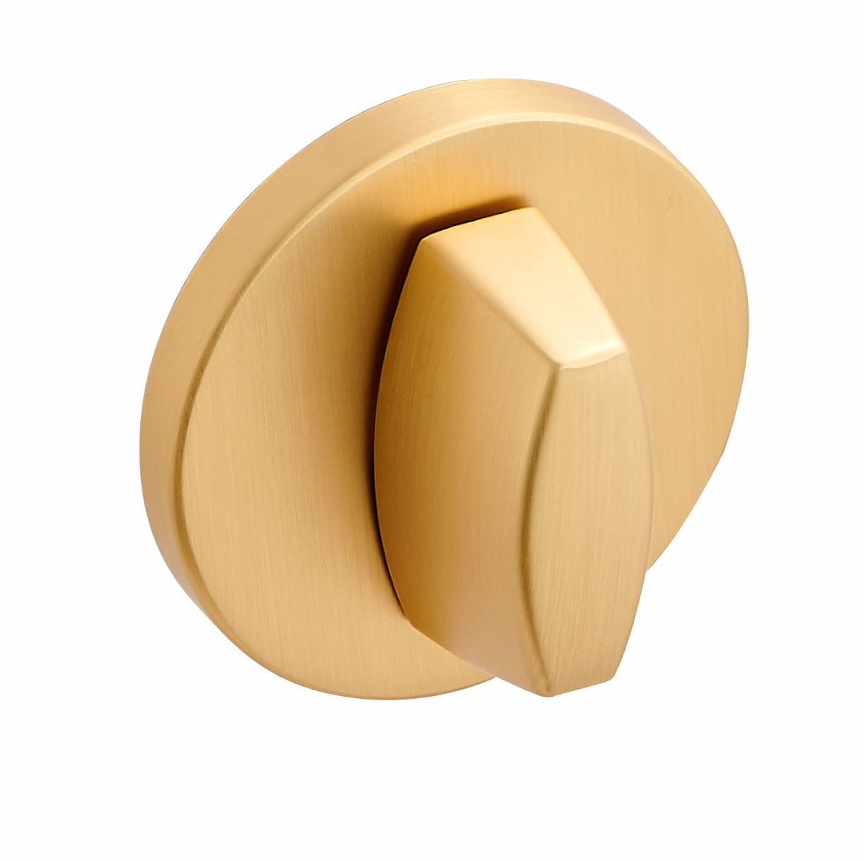 Złoty pokrętło na ścianie, o nowoczesnym, minimalistycznym designie.