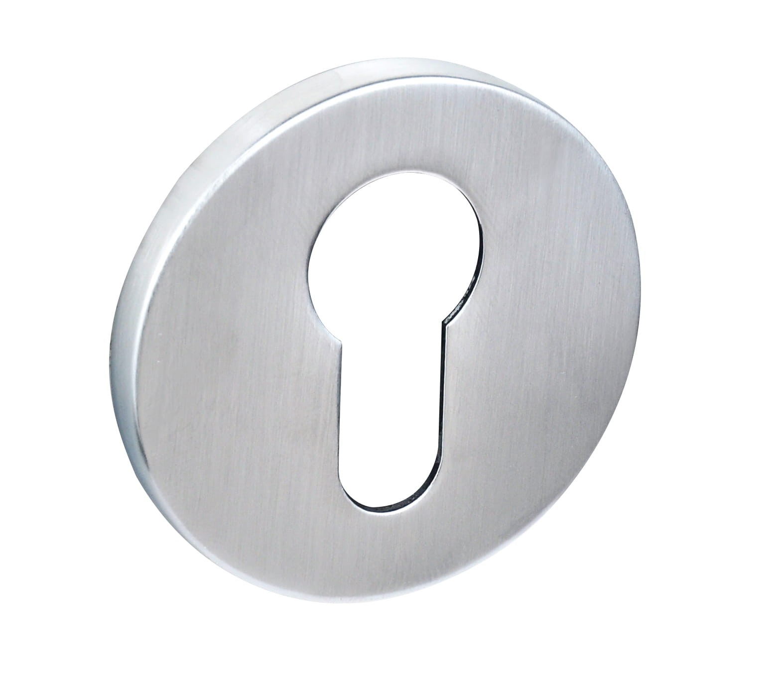 Metalowy wkład do zamka w kształcie okręgu z otworem na klucz.