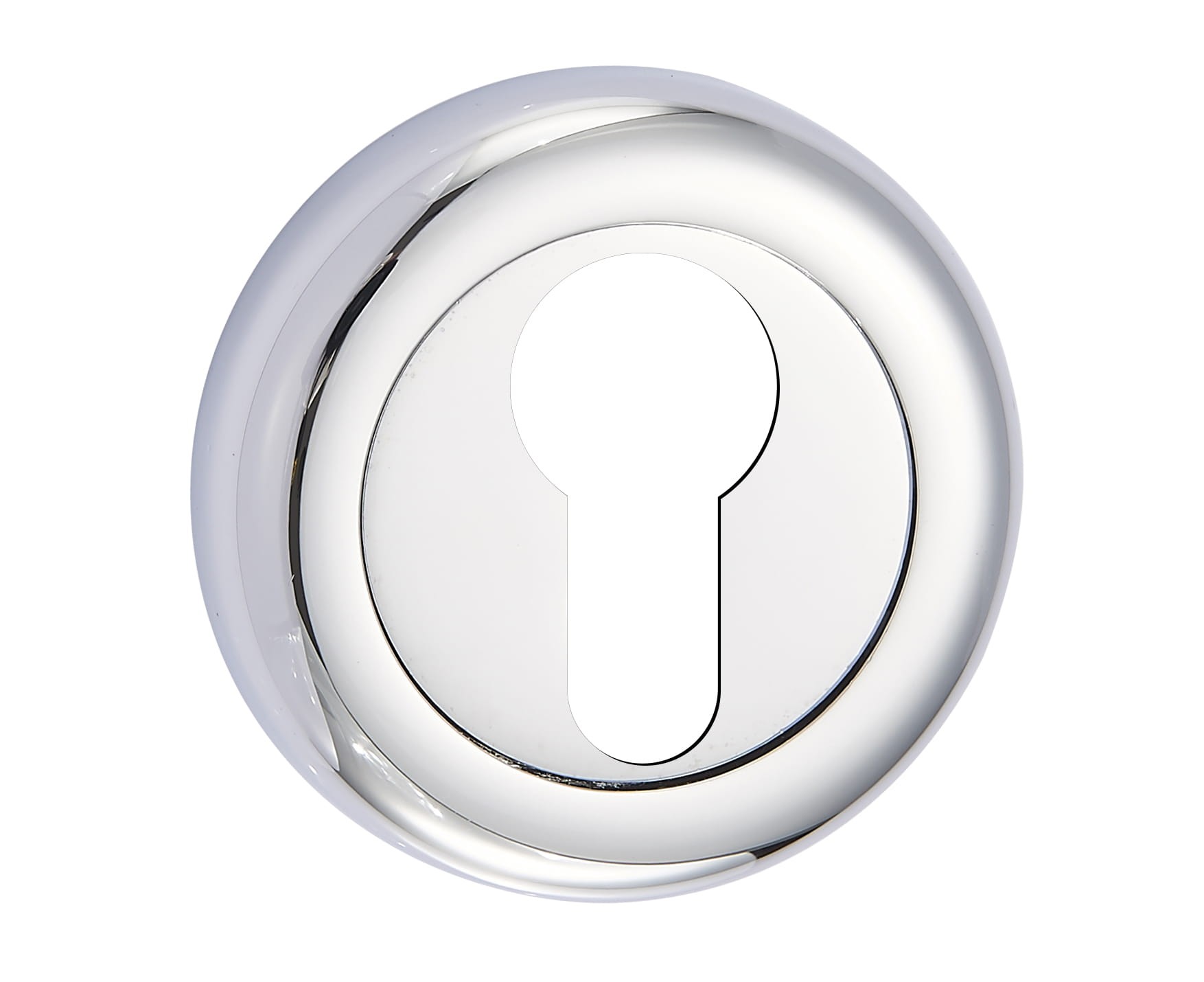 Błyszczący zamek z otworem w kształcie klucza, umieszczony na białym tle.