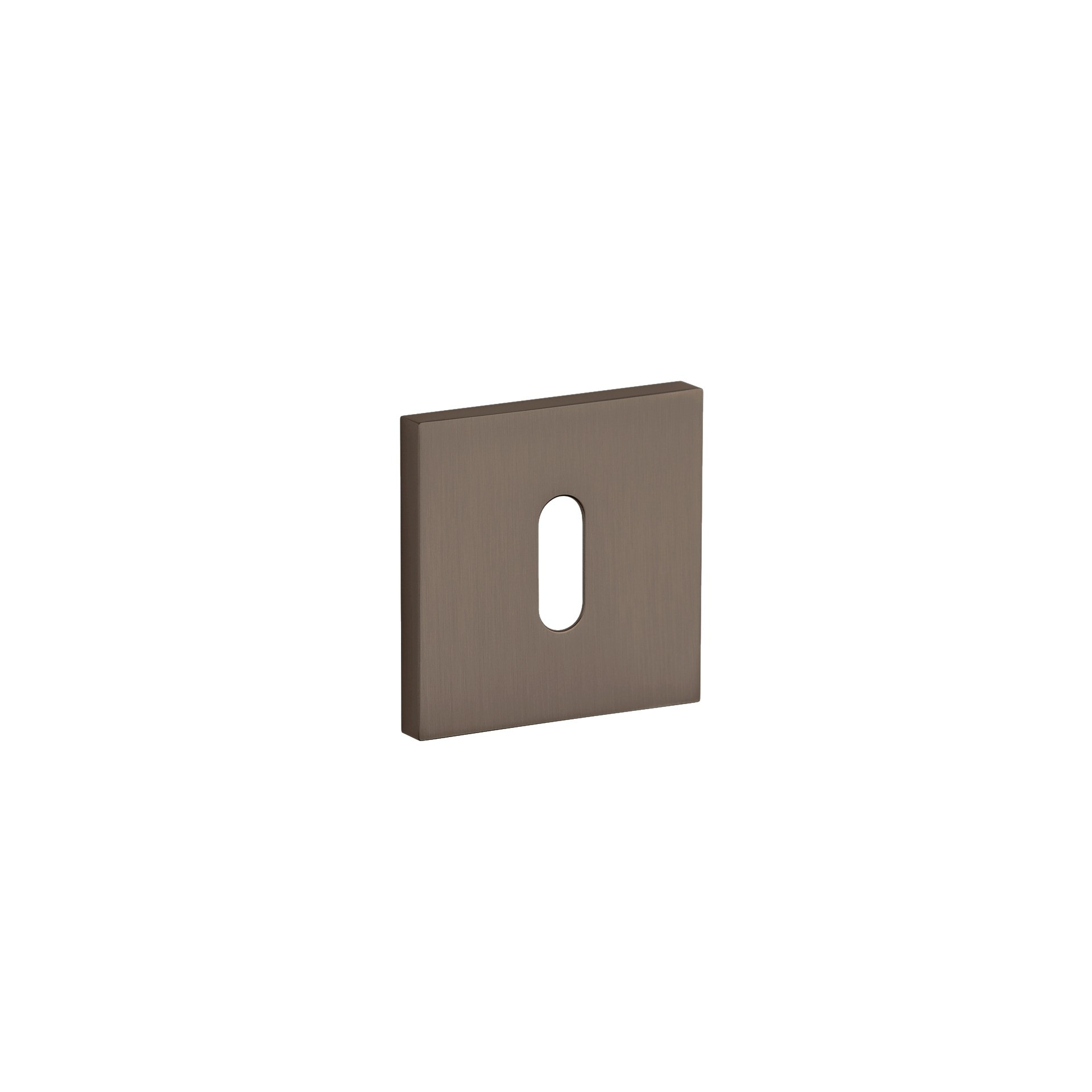 Kwadratowa osłona w kolorze brązowym z prostokątnym otworem w centrum.
