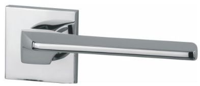 Lśniący, metalowy uchwyt drzwiowy w prostym, nowoczesnym stylu.