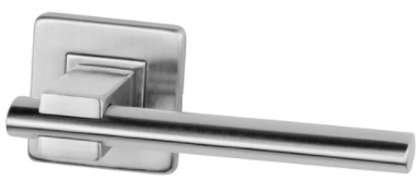 Metalowy uchwyt drzwiowy w nowoczesnym stylu, z prostą, elegancką formą i matowym wykończeniem.