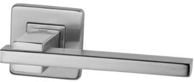 Nowoczesny, metalowy uchwyt drzwiowy w prostym, minimalistycznym stylu.