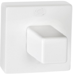 Biały włącznik światła o prostokątnym kształcie z wystającym przyciskiem.