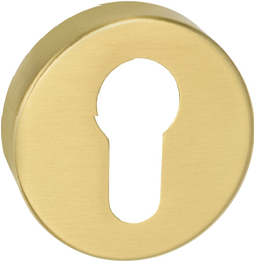 Złota osłona zamka z otworem w kształcie klucza.